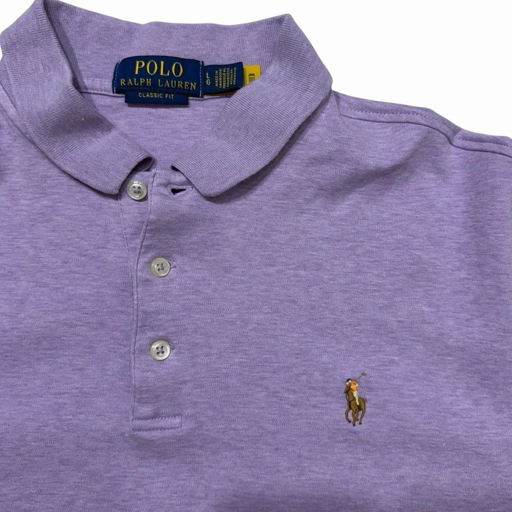 Polo Ralph Lauren Classic Fit Purple Polo Shirt Mens Large Flesh‎ Pony